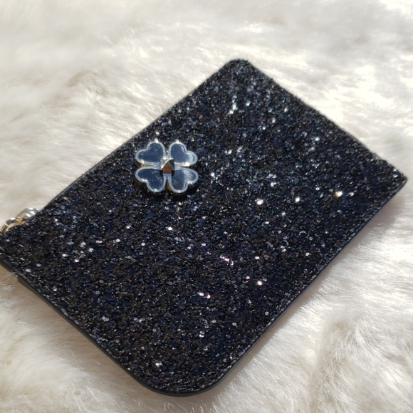 ♠️NWT ♠️BLACK KATE SPADE GLITTER WALLE KEYCHAIN - Picture 2 of 8